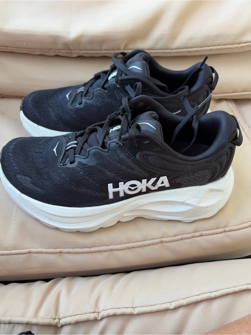 Hoka Gaviota 6 Black and White Women's Running Sneakers